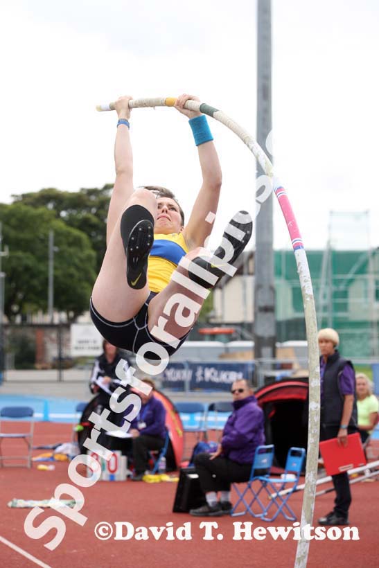 Caroline Adams wins the pole vault at the Scottish Championships, Scotstoun  Stadium, Glasgow.